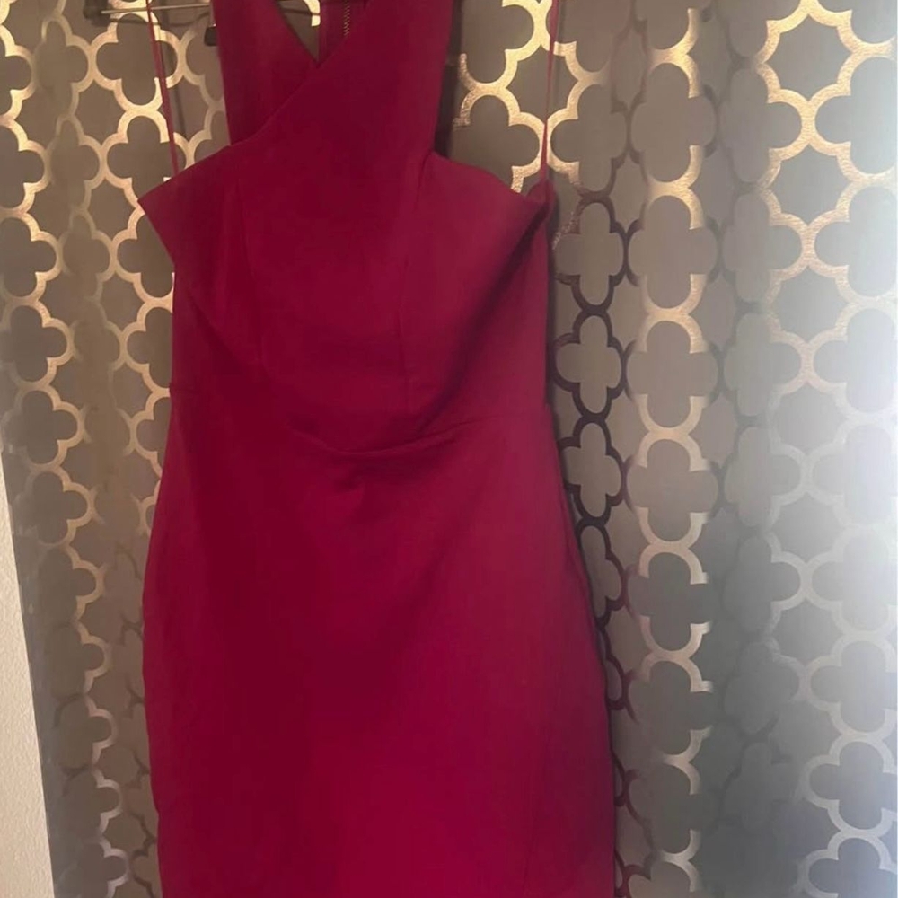 Express Red Asymmetrical Halter Sheath Dress